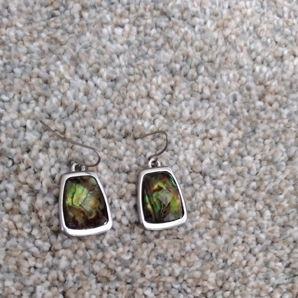 Modern Green and Silver Minimalist Earrings